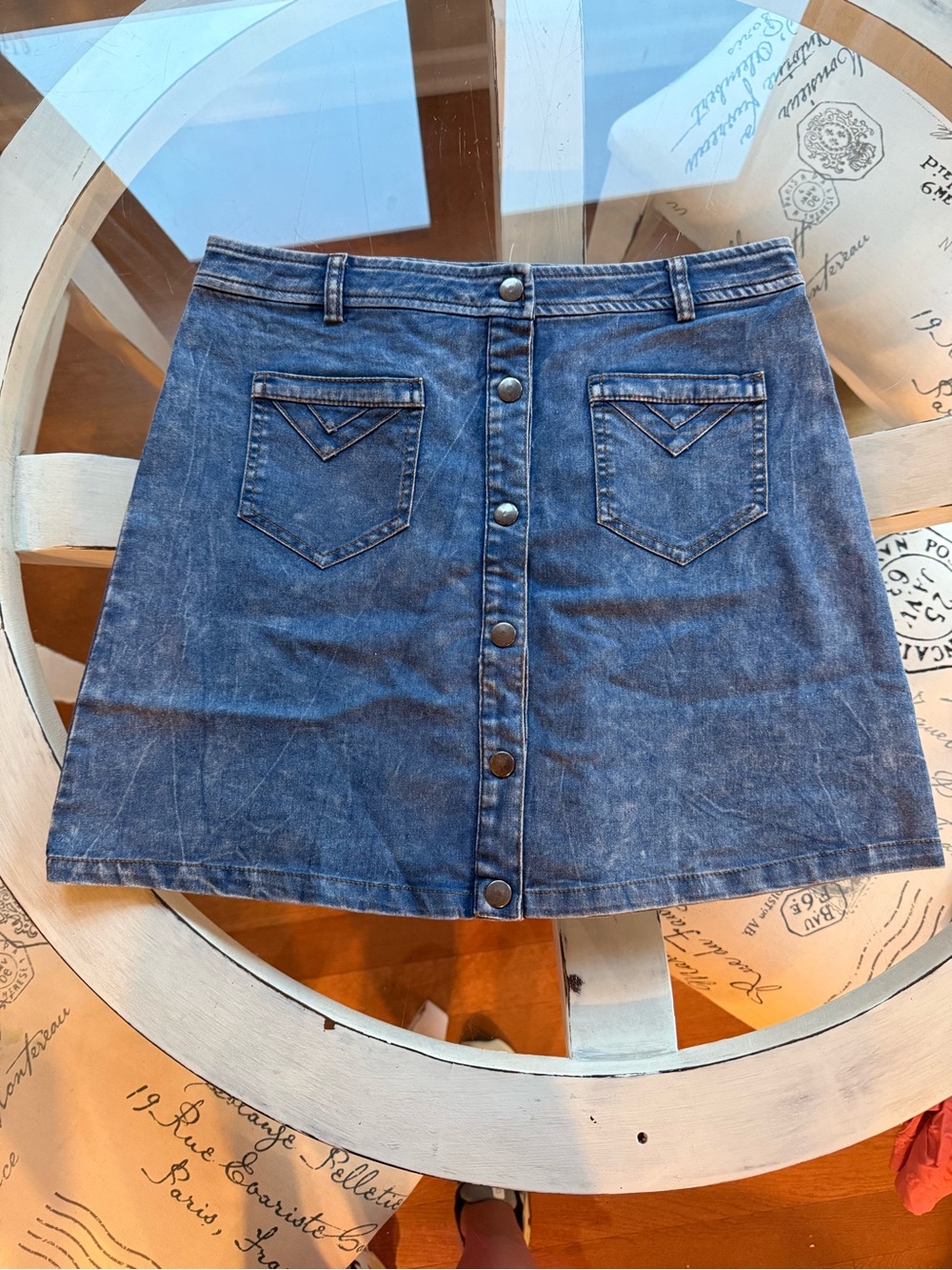Loveriche Denim Button-Front Skirt